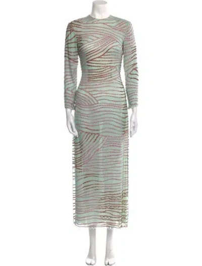 Pre-owned Mary Mcfadden Vintage Long Dress In Green