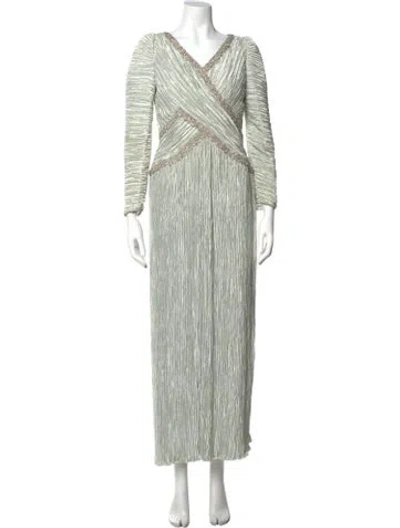 Pre-owned Mary Mcfadden Vintage Long Dress In Green/silver