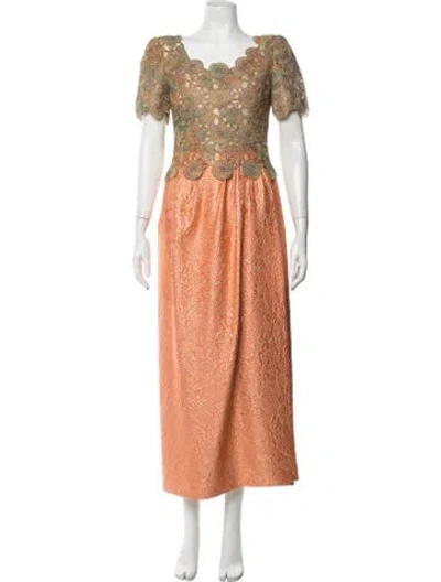 Pre-owned Mary Mcfadden Vintage Long Dress In Orange