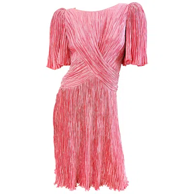 Pre-owned Mary Mcfadden Vintage  Couture 1980s Pink Fortuny Pleated Cocktail 80s Dress