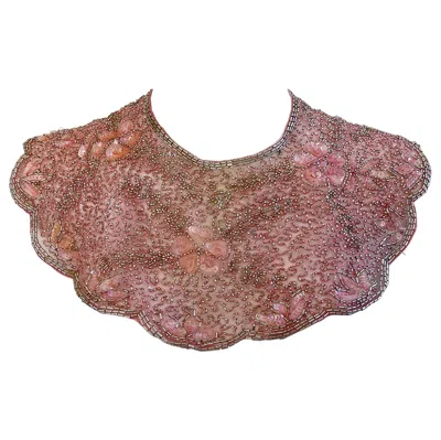 Pre-owned Mary Mcfadden Vintage  Pink Beaded Sequin Mesh Nylon Necklace Collar