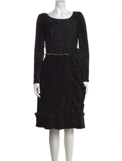 Pre-owned Mary Mcfadden Vintage Midi Length Dress In Black/gold