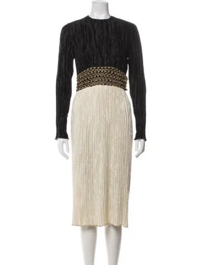 Pre-owned Mary Mcfadden Vintage Midi Length Dress In Black/white