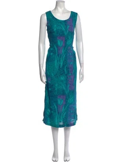 Pre-owned Mary Mcfadden Vintage Midi Length Dress In Green