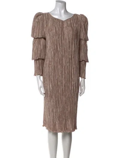 Pre-owned Mary Mcfadden Vintage Midi Length Dress In Neutral