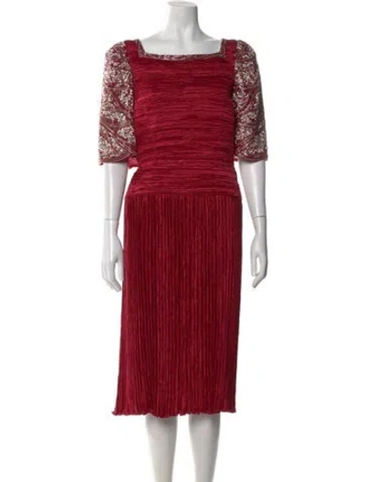 Pre-owned Mary Mcfadden Vintage Midi Length Dress In Red