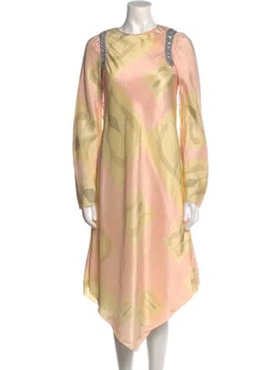 Pre-owned Mary Mcfadden Vintage Midi Length Dress In Yellow
