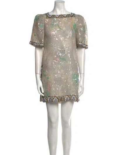 Pre-owned Mary Mcfadden Vintage Mini Dress In Gray