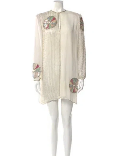 Pre-owned Mary Mcfadden Vintage Mini Dress In Neutral