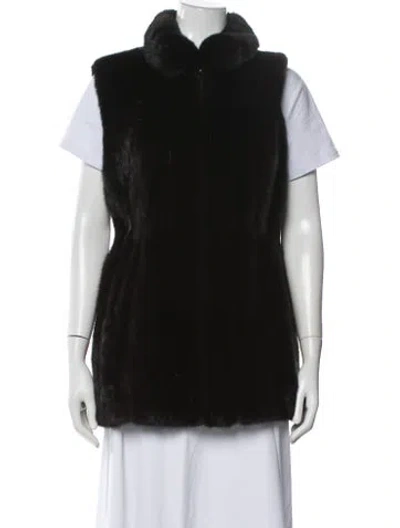 Pre-owned Mary Mcfadden Vintage Mink Vest In Black