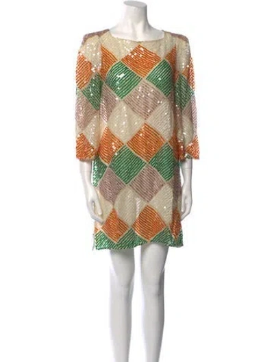 Pre-owned Mary Mcfadden Vintage Plaid Print Tunic In Orange