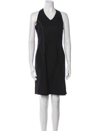 Pre-owned Mary Mcfadden V-neck Mini Dress In Black