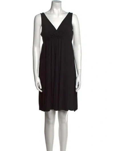 Pre-owned Mary Mcfadden V-neck Mini Dress In Black