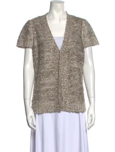 Pre-owned Mary Mcfadden V-neck Sweater In Neutral