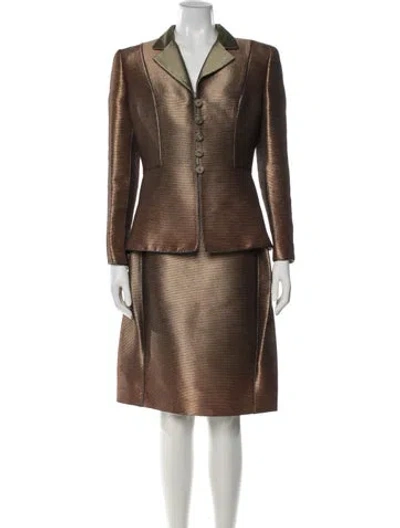 Pre-owned Mary Mcfadden Wool Skirt Suit In Brown