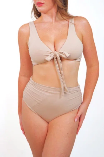 Mary Mercedes Cali Super High Waisted Bikini Bottom In Cream