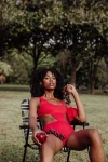 Mary Mercedes Rafa One Piece Swimsuit With Ruffle Sleeve In Red