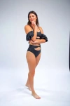Mary Mercedes Ty Cutout Bikini Bottom In Charcoal Grey