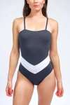 Mary Mercedes Vee Convertible One Piece Swimsuit In Charcoal Grey