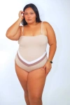 Mary Mercedes Vee Convertible One Piece Swimsuit In Nude