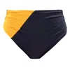 Mary Mercedes Cali Super High Waisted Color-blocked Bikini Bottom In Black