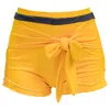 Shop Mary Mercedes Women's Yellow / Orange Moe Tie-front Swim Shorts, Yellow In Yellow/orange