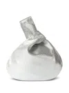 Mary Smallwood Knotted Leather Clutch In Silver