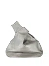 Mary Smallwood Nexus Knotted Metallic Clutch In Gray