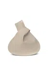 Mary Smallwood Patent Leather Knot Clutch In Neutral
