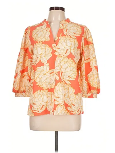 Pre-owned Mary Square 3/4 Sleeve Blouse In Orange
