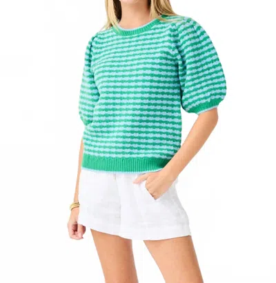 Mary Square Abigail Short Sleeve Sweater In Green/blue In Multi