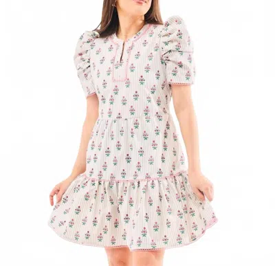 Mary Square Adelyn Short Sleeve Mini Dress In Tan In Neutral