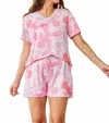 Mary Square Alli Pajama Shorts Set In Perfect Mate Pink In Multi