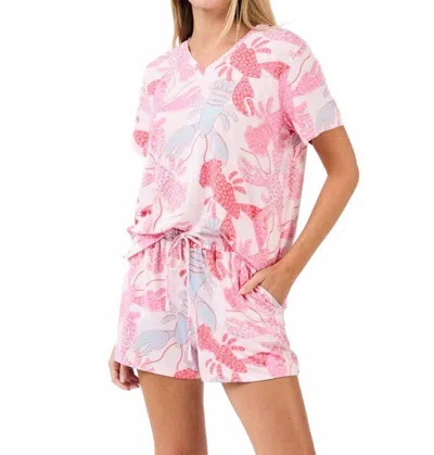 Mary Square Alli Short Set In Perfect Mate Pink In Multi