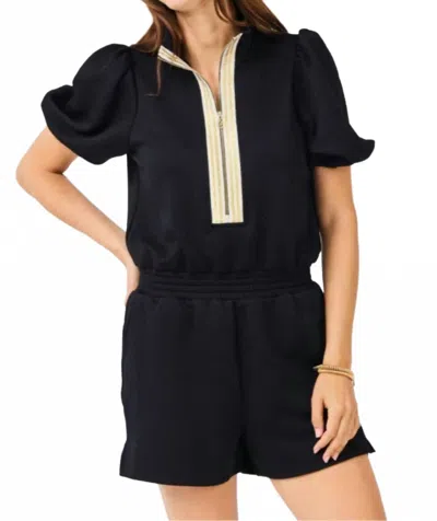 Mary Square Andie Romper In Black/cream