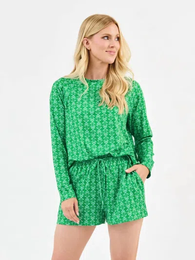 Mary Square Annie Pajama Set In Palm Green