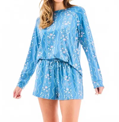 Mary Square Annie Pajama Short Set In Ivy Lane Blue