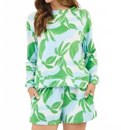 Mary Square Annie Pajama Shorts Set In In The Shade Green In Multi