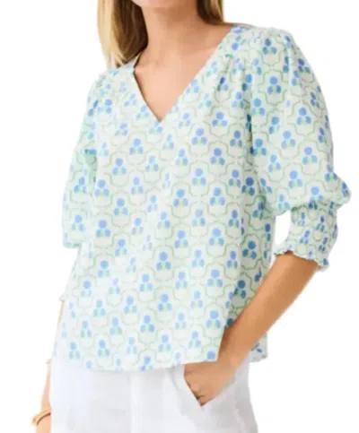 Mary Square Ashlyn Top In Blue In Multi