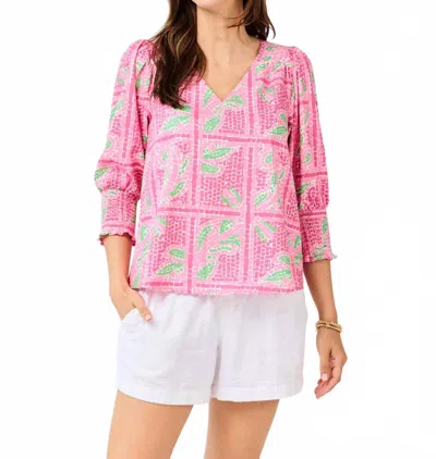 Mary Square Ashlyn Top In Trellis Tiles Pink In Multi