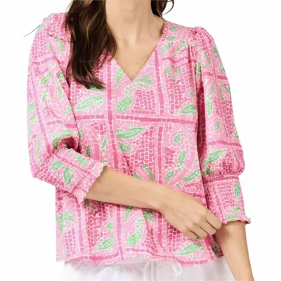 Mary Square Ashlyn Trellis Tiles Top In Pink