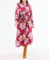 Mary Square Ava Midi Dress In Center Stage Floral Plum In Multi