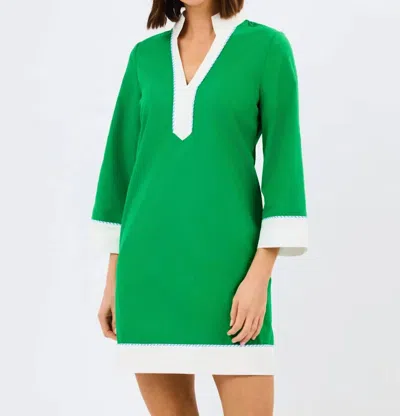 Mary Square Brenda Dress In Green & White
