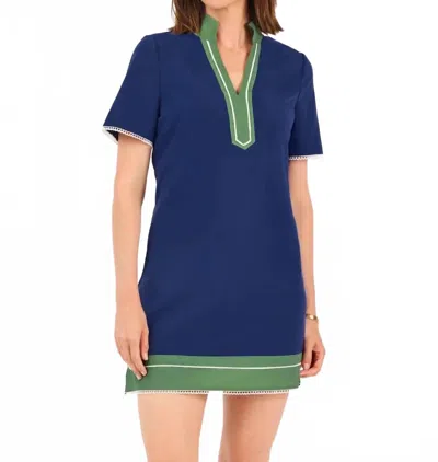 Mary Square Brenda Dress In Navy/ Green In Blue