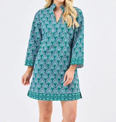 Mary Square Brenda Dress In Sunshower Flora Ocean In Blue