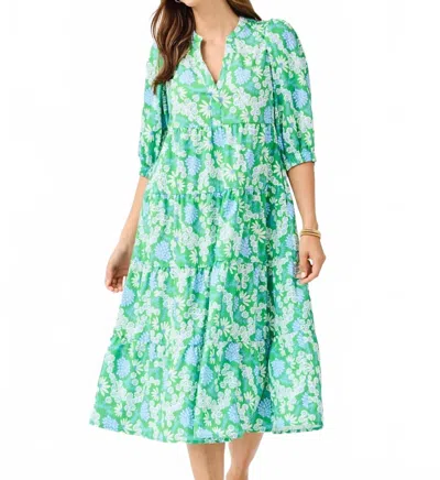 Mary Square Cameron Midi Dress In Daisy Chain Green