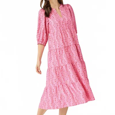 Mary Square Cameron Midi Dress In Heirloom Vine In Pink