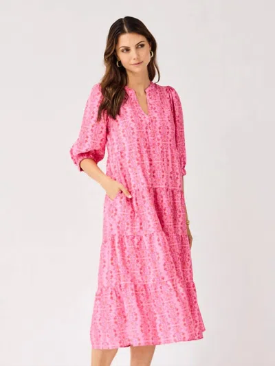 Mary Square Cameron Midi Dress In Heirloom Vine Pink