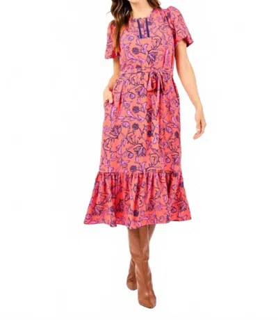 Mary Square Camila Dress In Toile Tulip Coral In Multi