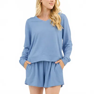 Mary Square Carly Short Lounge Set In Dusty Blue